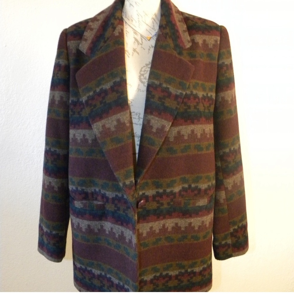 Braetan Blazer Jacket Wool Aztec Multicolor